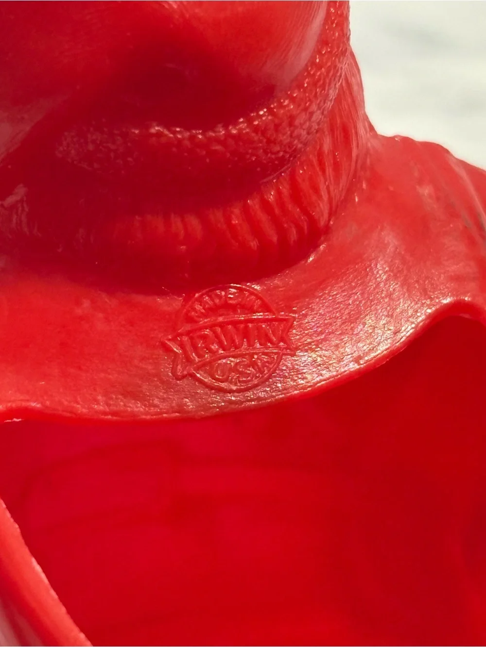 Vintage 1940’s-1950’s Irwin red molder plastic Santa Claus candy container